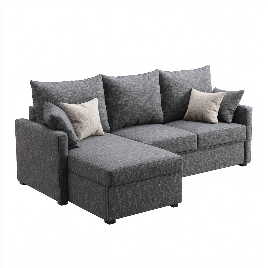 Divano angolare in tessuto 210x145x88 cm - grigio scuro - design moderno per soggiorno-Frameuna