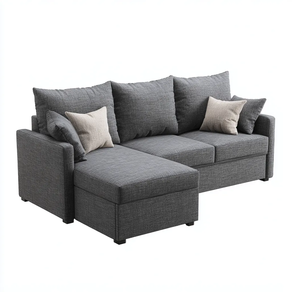 Divano angolare in tessuto 210x145x88 cm - grigio scuro - design moderno per soggiorno-Frameuna