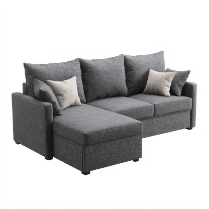 Divano angolare in tessuto 210x145x88 cm - grigio scuro - design moderno per soggiorno-Frameuna