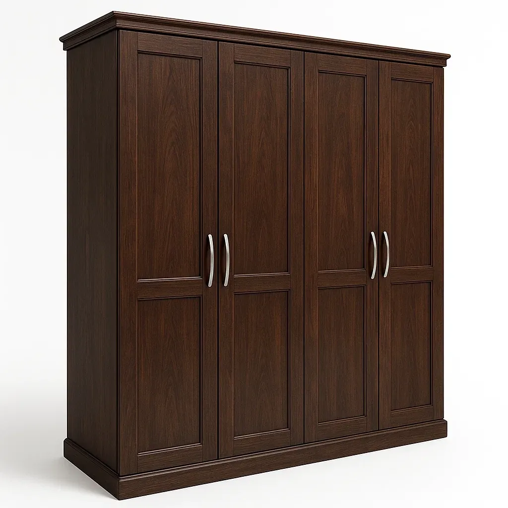Armadio con ante a battente in legno Marrone con struttura a quattro ante e peso di centoventi chilogrammi-Divanimo