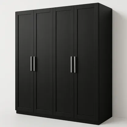 Armadio con ante a battente in legno con maniglie in acciaio-Divanimo