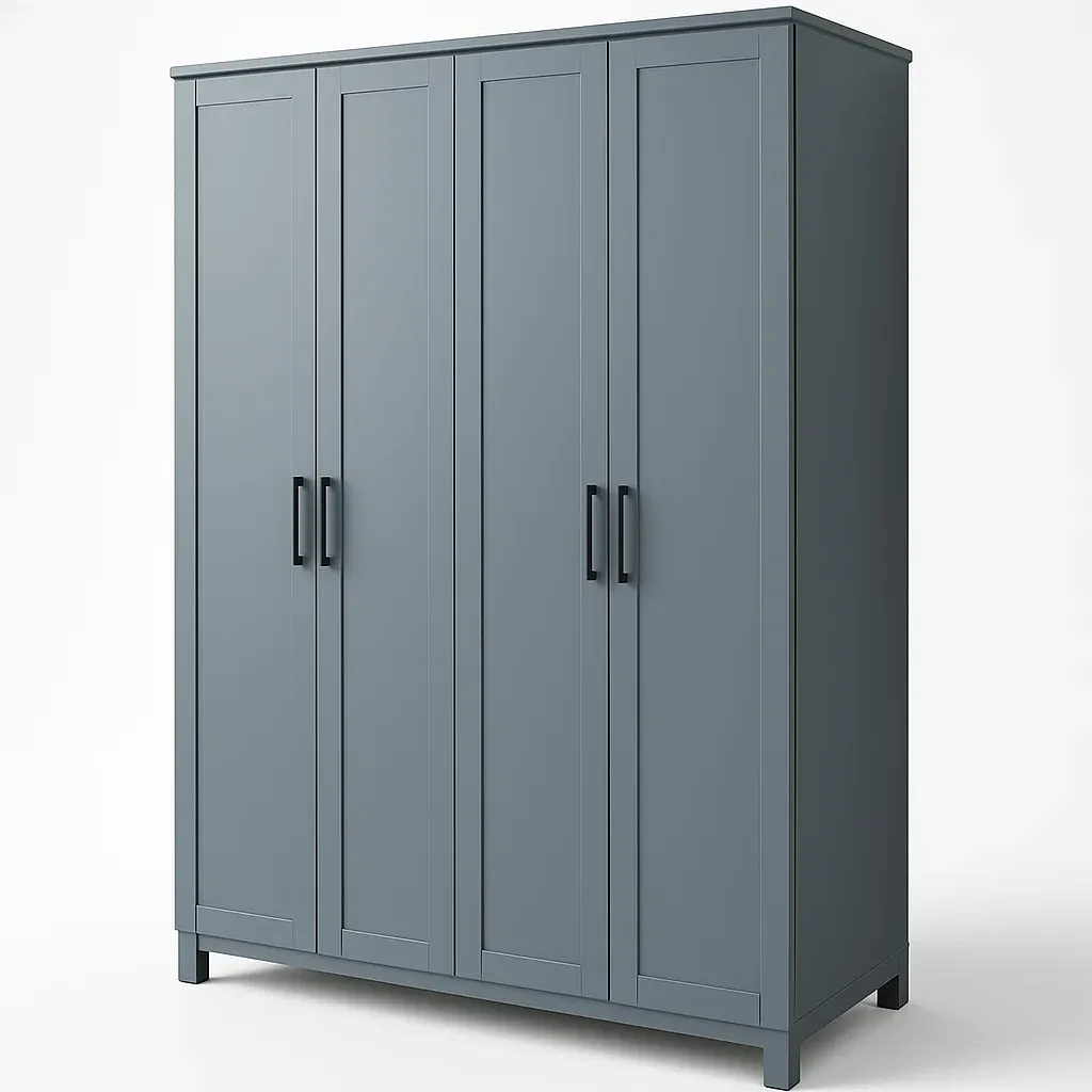 Armadio con ante a battente in MDF Grigio con maniglie in metallo-Divanimo