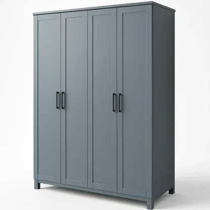 Armadio con ante a battente in MDF Grigio con maniglie in metallo-Divanimo