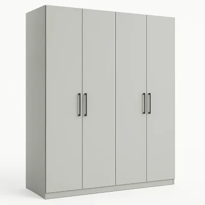 Armadio con ante a battente in MDF Grigio con maniglie in metallo nero a quattro ante-Divanimo