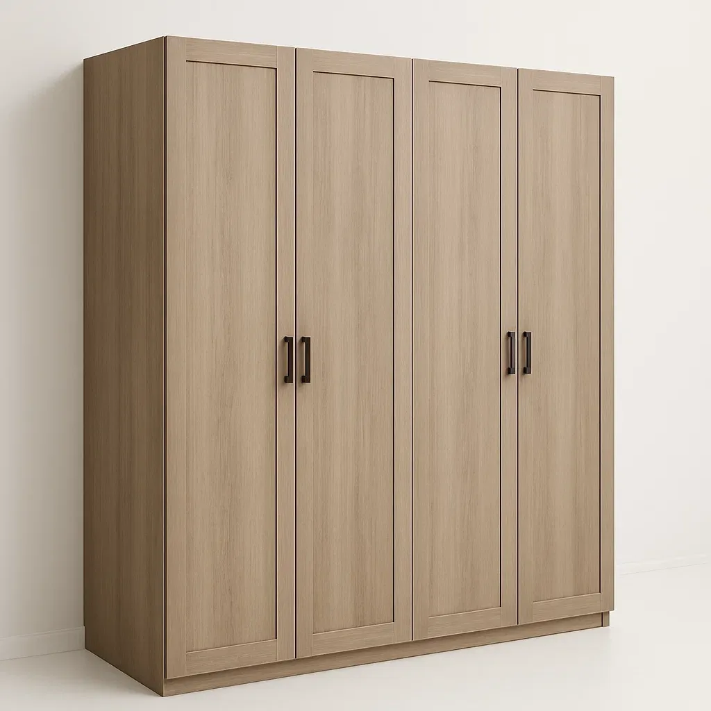 Armadio con ante a battente in legno chiaro-Divanimo