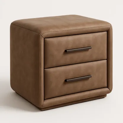 Comodino imbottito in pelle PU con due cassetti-Divanimo