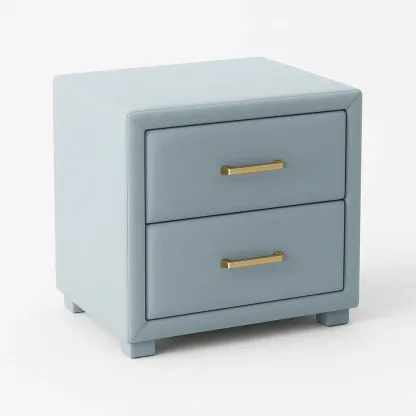 Comodino imbottito in tessuto con due cassetti-Divanimo