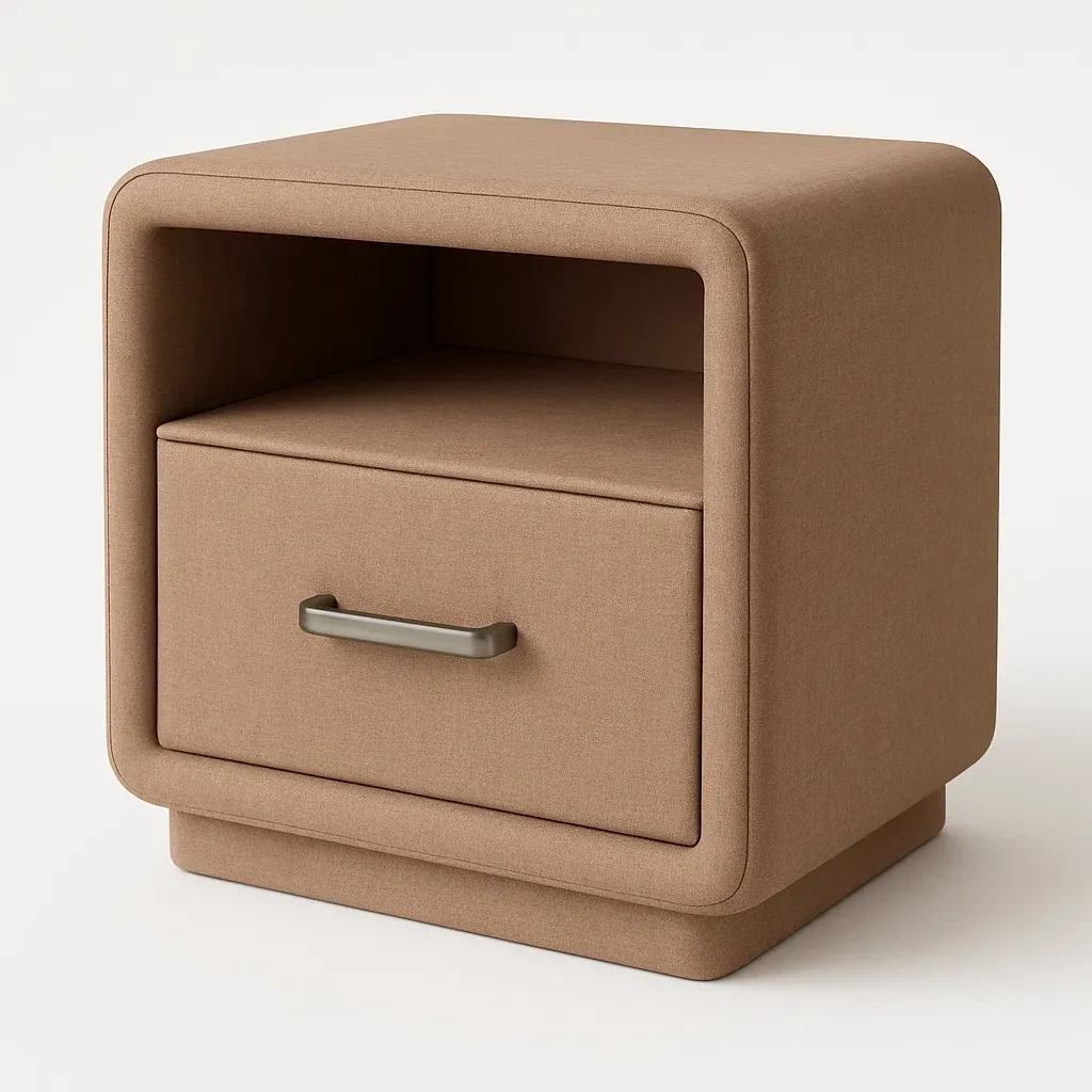 Comodino imbottito con cassetto in tessuto-Divanimo