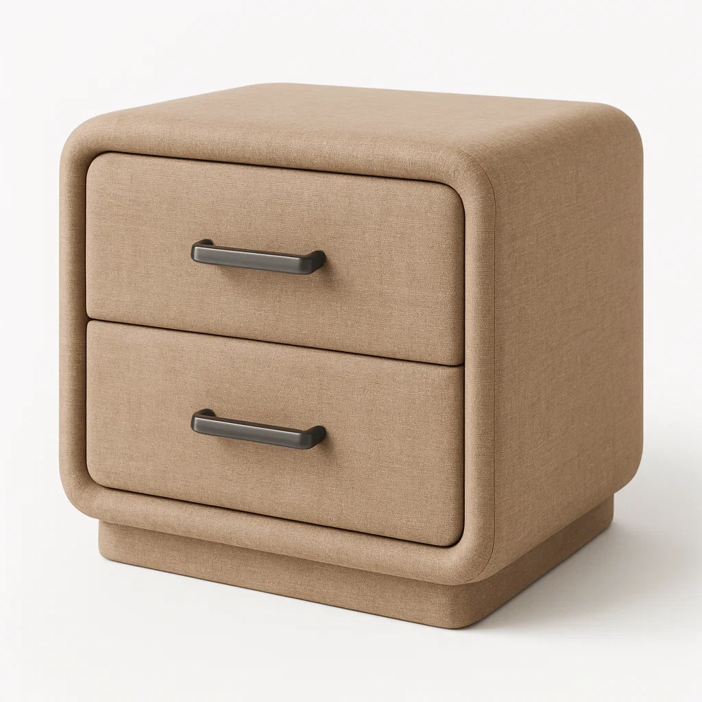 Comodino imbottito con due cassetti in tessuto-Divanimo