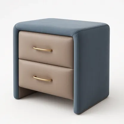 Comodino imbottito rettangolare in ecopelle con cassetti-Divanimo