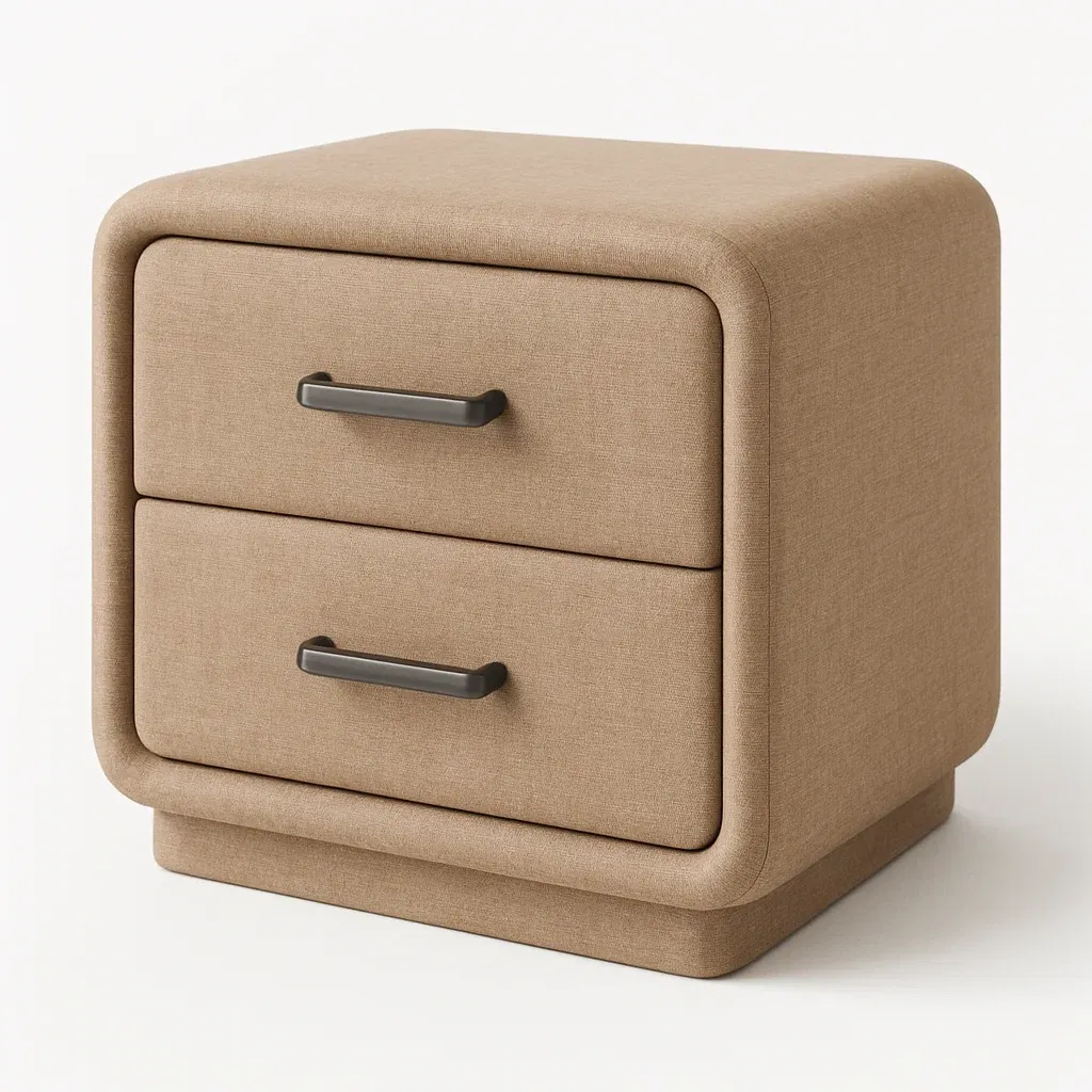 Comodino imbottito con due cassetti in tessuto-Divanimo