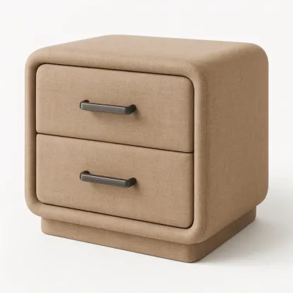 Comodino imbottito con due cassetti in tessuto-Divanimo