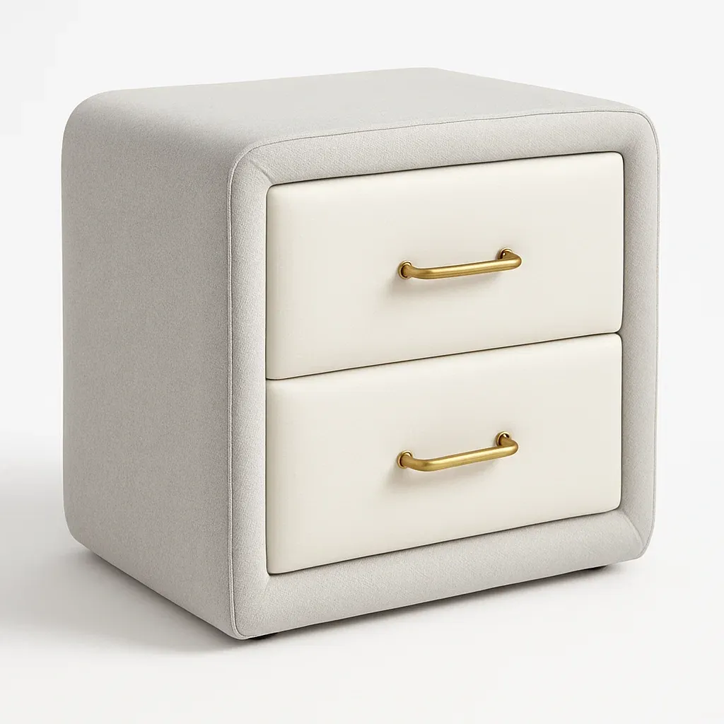 Comodino imbottito in tessuto con cassetti in PU-Divanimo