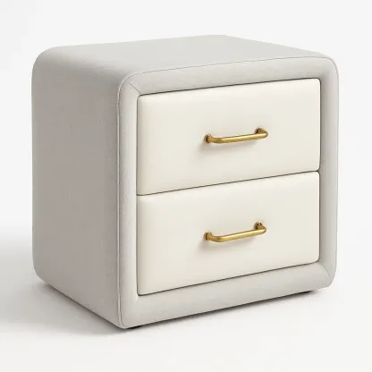 Comodino imbottito in tessuto con cassetti in PU-Divanimo