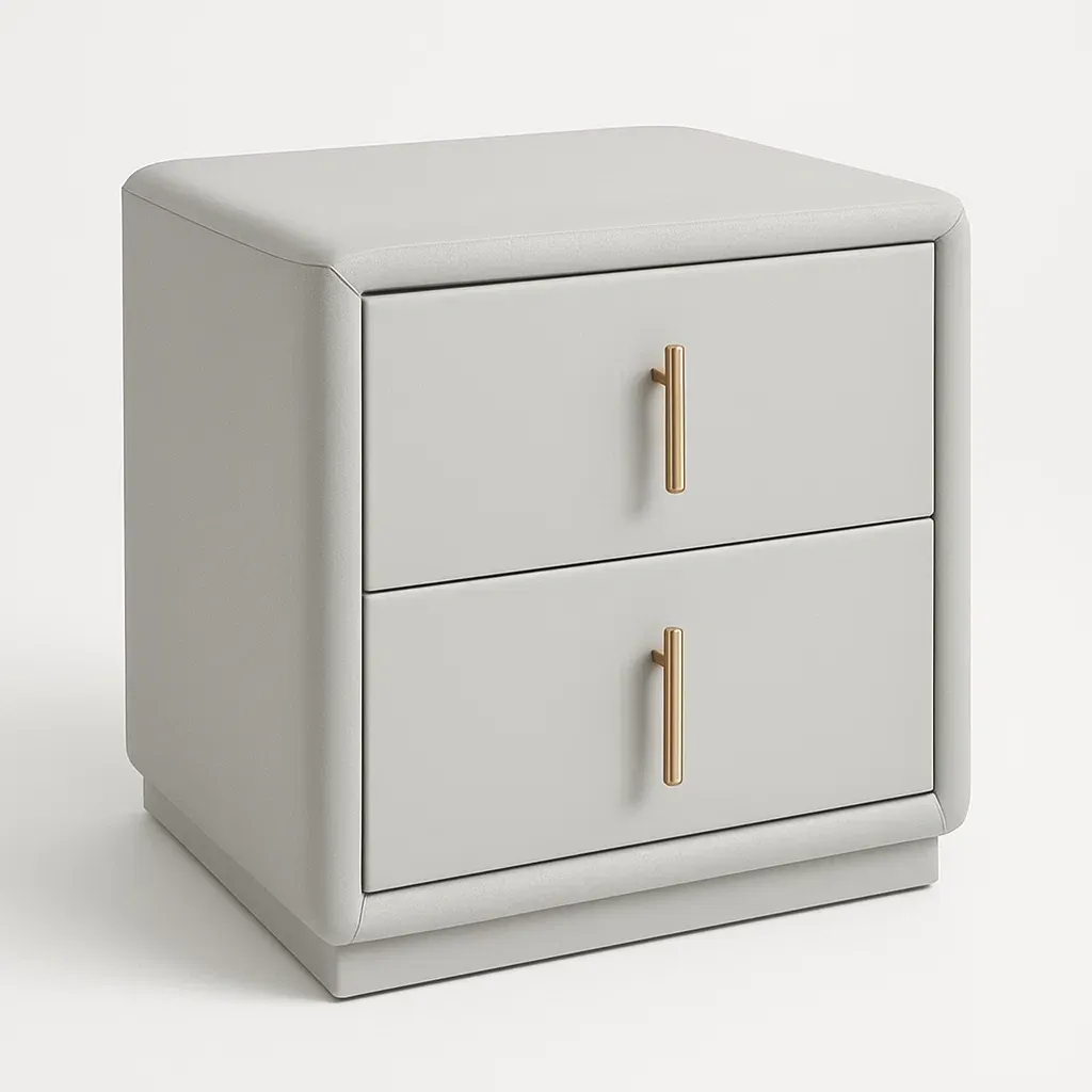 Comodino imbottito in legno con due cassetti in ecopelle-Divanimo