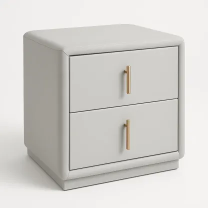 Comodino imbottito in legno con due cassetti in ecopelle-Divanimo