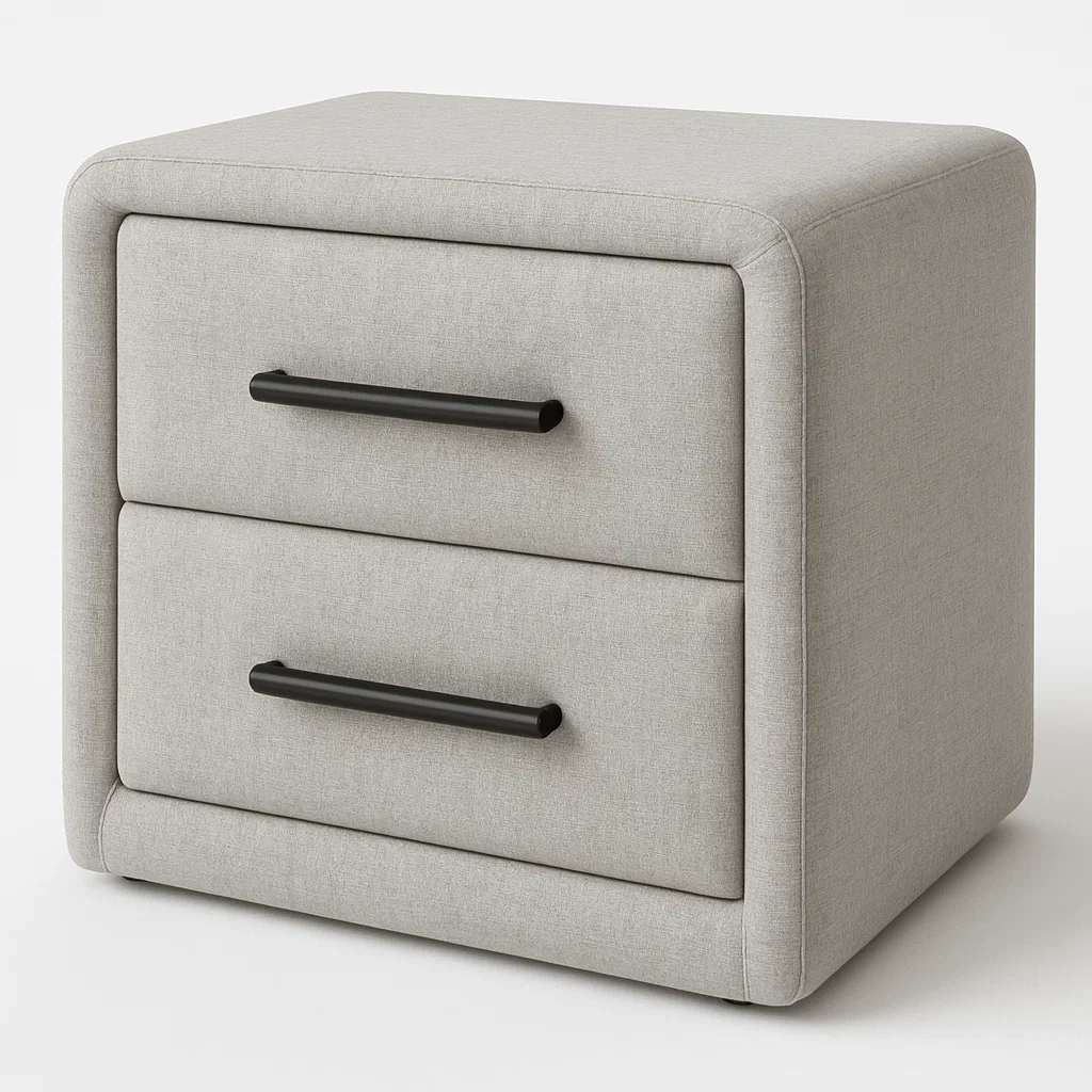 Comodino imbottito con due cassetti in tessuto e struttura in MDF-Divanimo