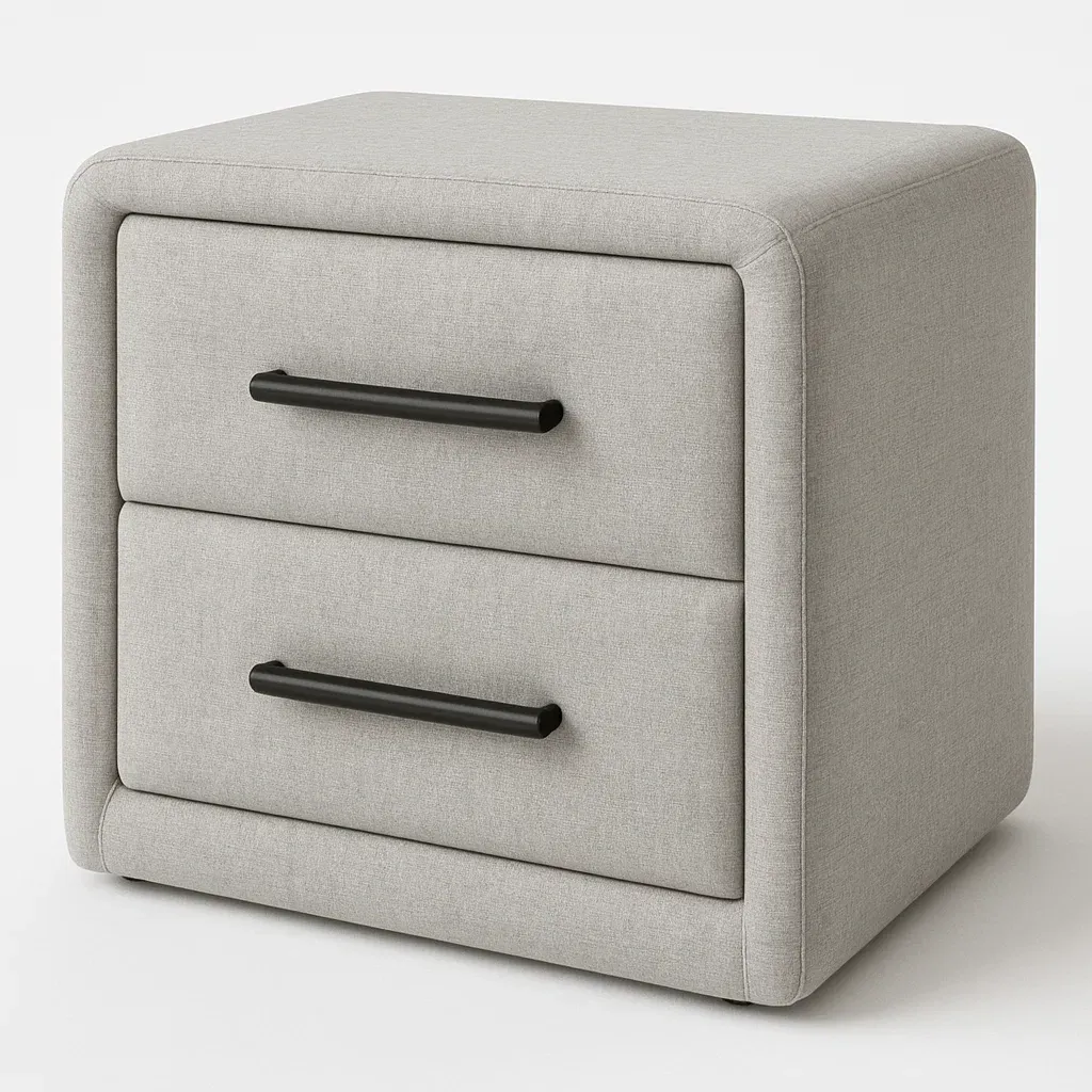 Comodino imbottito con due cassetti in tessuto e struttura in MDF-Divanimo