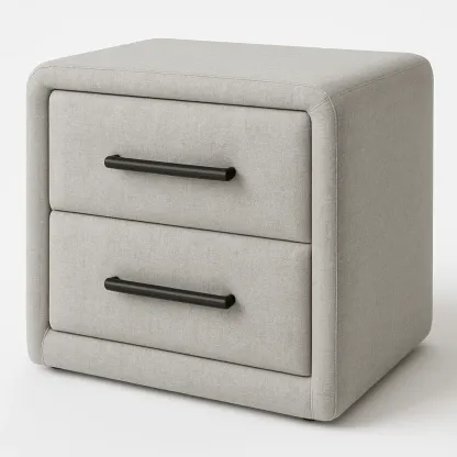 Comodino imbottito con due cassetti in tessuto e struttura in MDF-Divanimo