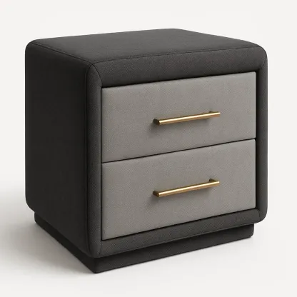 Comodino imbottito rettangolare in tessuto e metallo-Divanimo