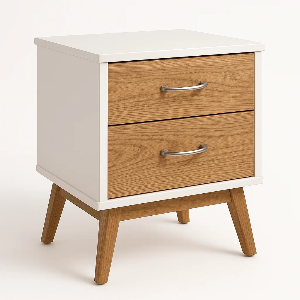 Comodino in legno e MDF con due cassetti-Divanimo