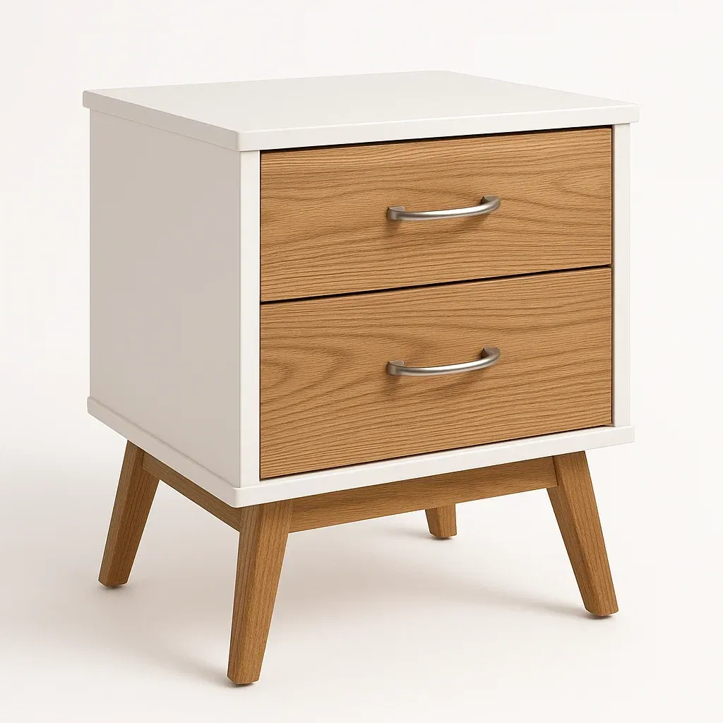 Comodino in legno e MDF con due cassetti-Divanimo