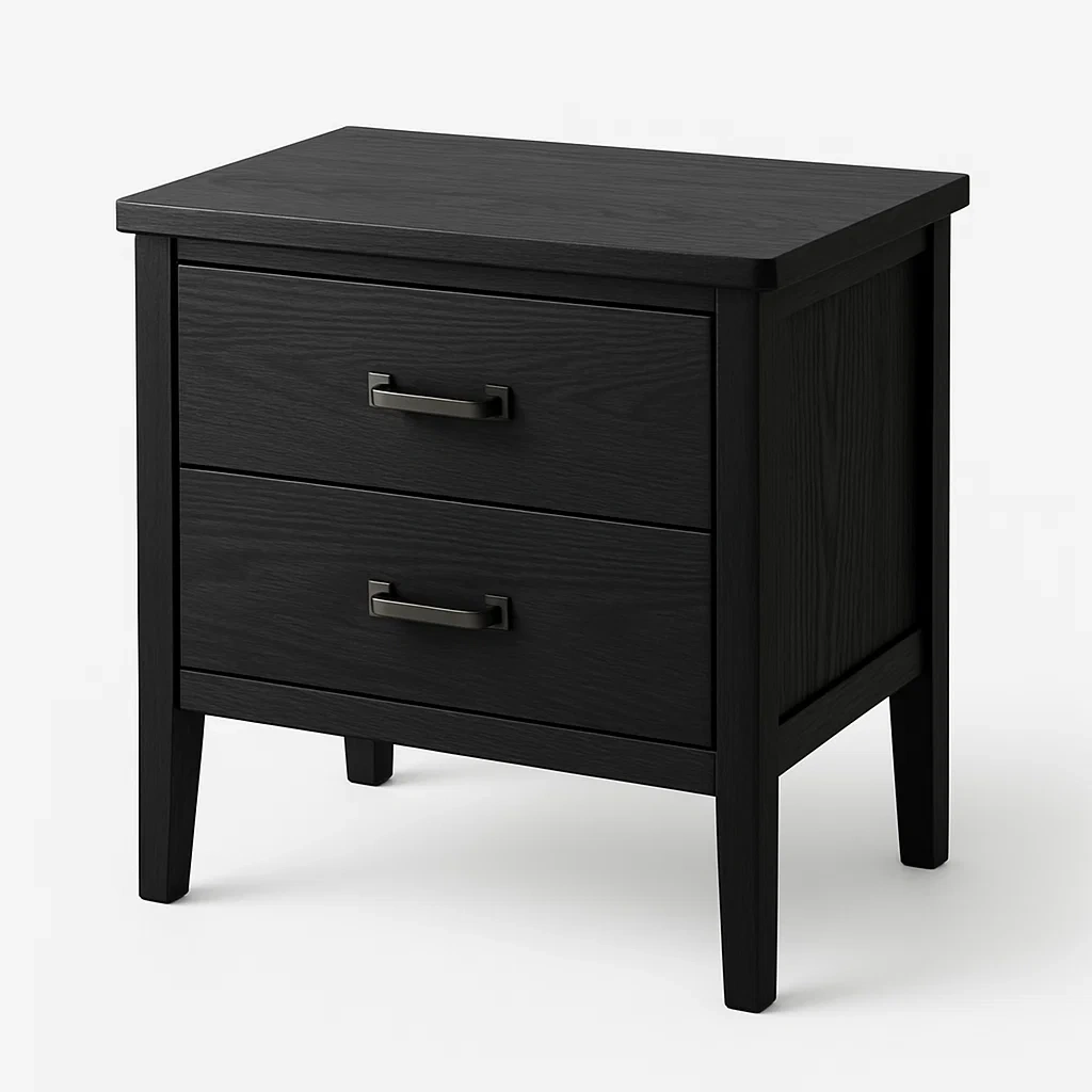 Comodino in legno con due cassetti colore Nero 10 kg-Divanimo