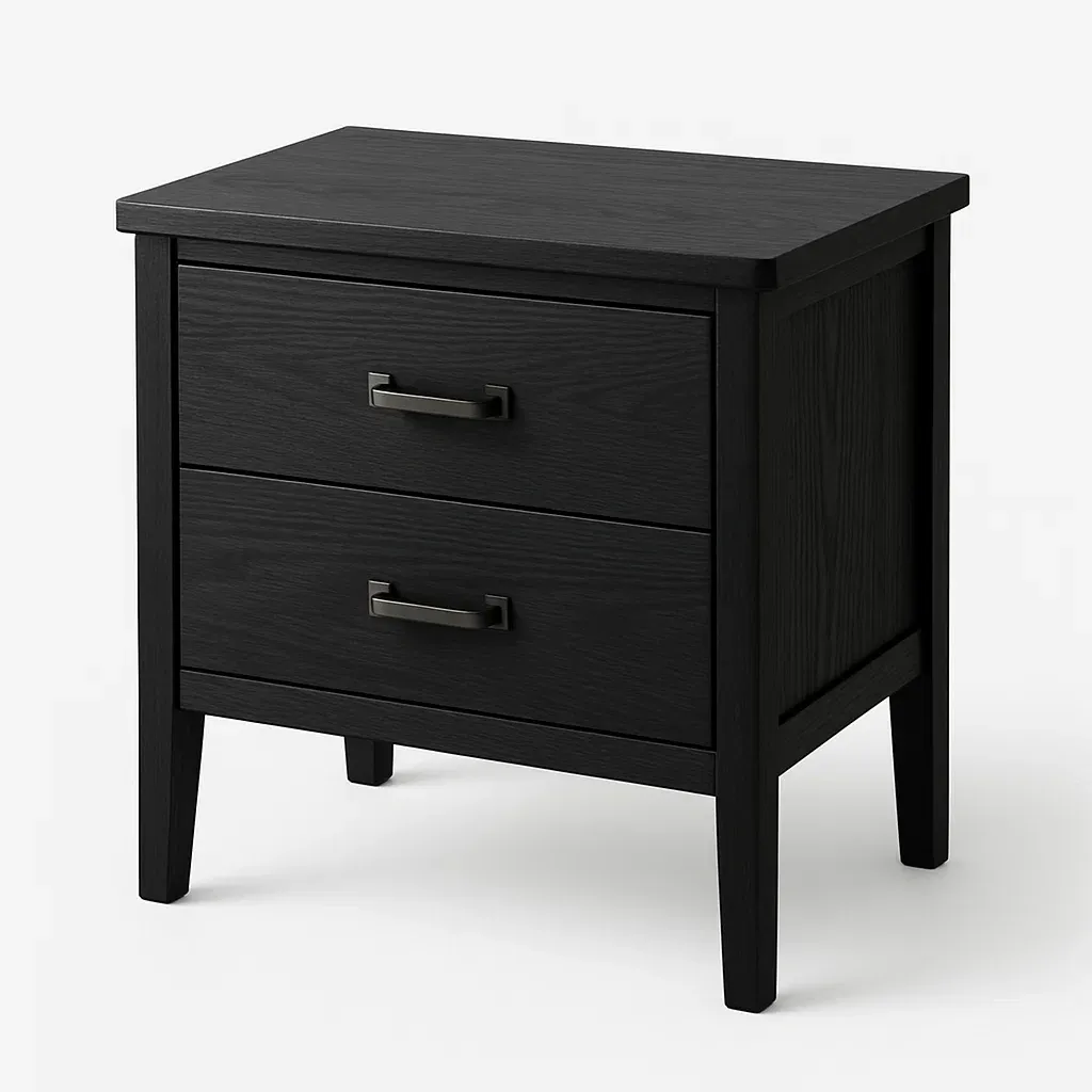 Comodino in legno con due cassetti colore Nero 10 kg-Divanimo