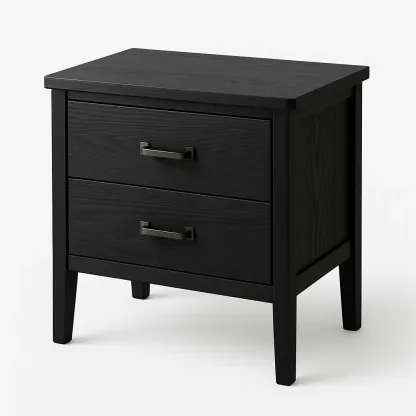 Comodino in legno con due cassetti colore Nero 10 kg-Divanimo