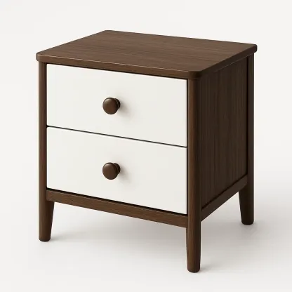 Comodino in legno con due cassetti colore Marrone Bianco 12 kg-Divanimo