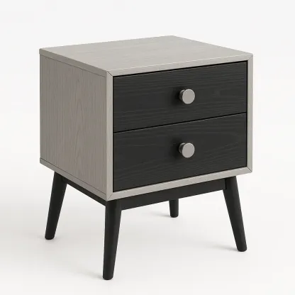 Comodino in legno con due cassetti colore Nero Grigio 8 kg-Divanimo