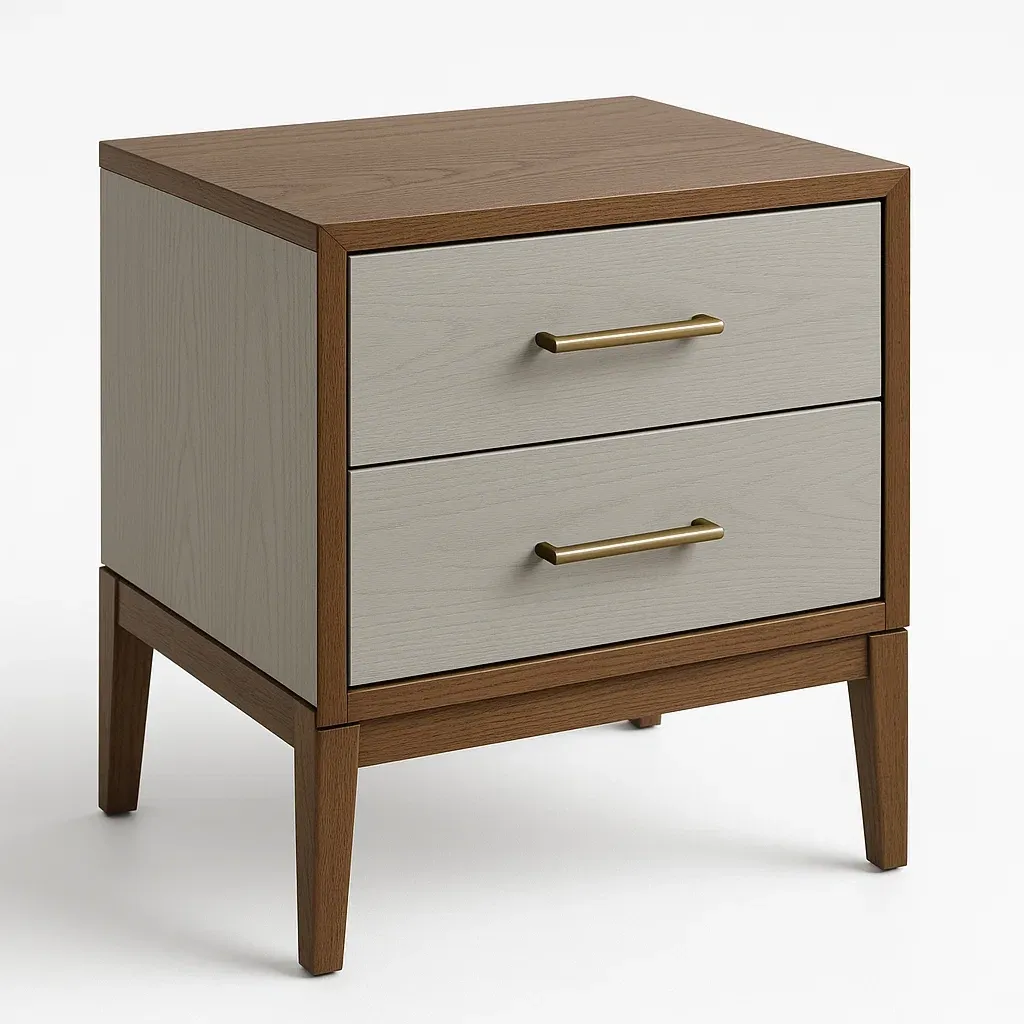 Comodino in legno con due cassetti massello-Divanimo