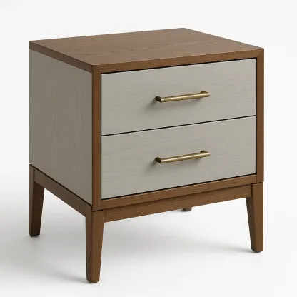 Comodino in legno con due cassetti massello-Divanimo