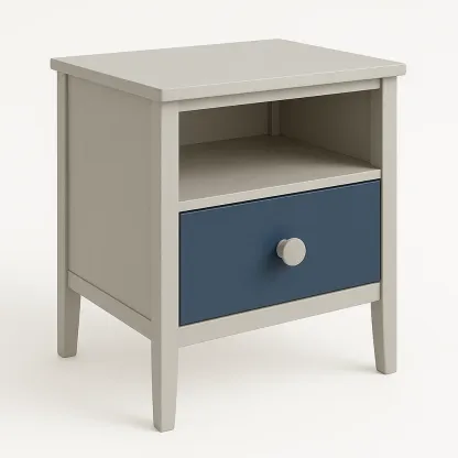 Comodino in legno con cassetto colore Beige Blu 10 kg-Divanimo