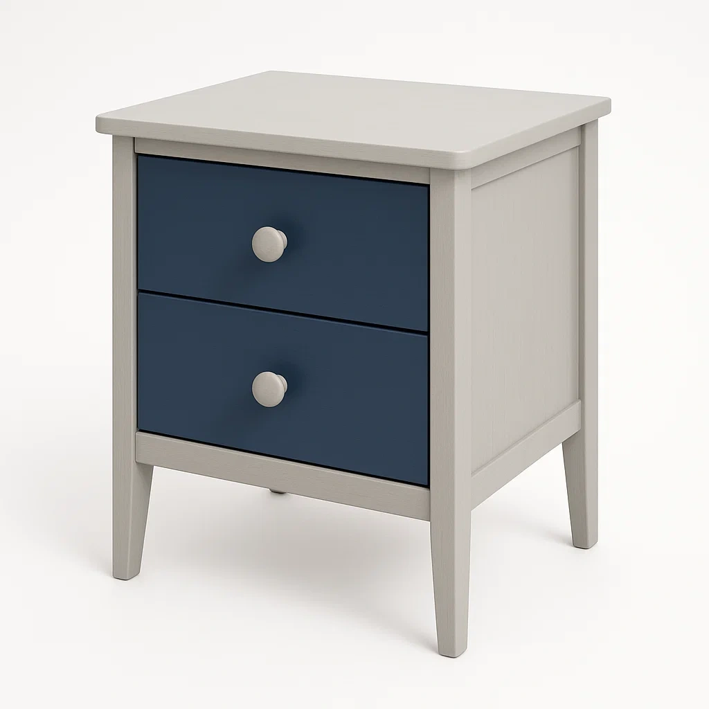 Comodino in legno con due cassetti colore Grigio Blu 9 kg-Divanimo