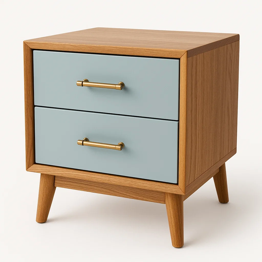 Comodino in legno con doppio cassetto-Divanimo