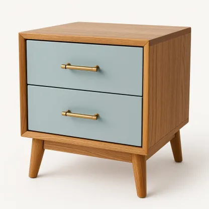 Comodino in legno con doppio cassetto-Divanimo