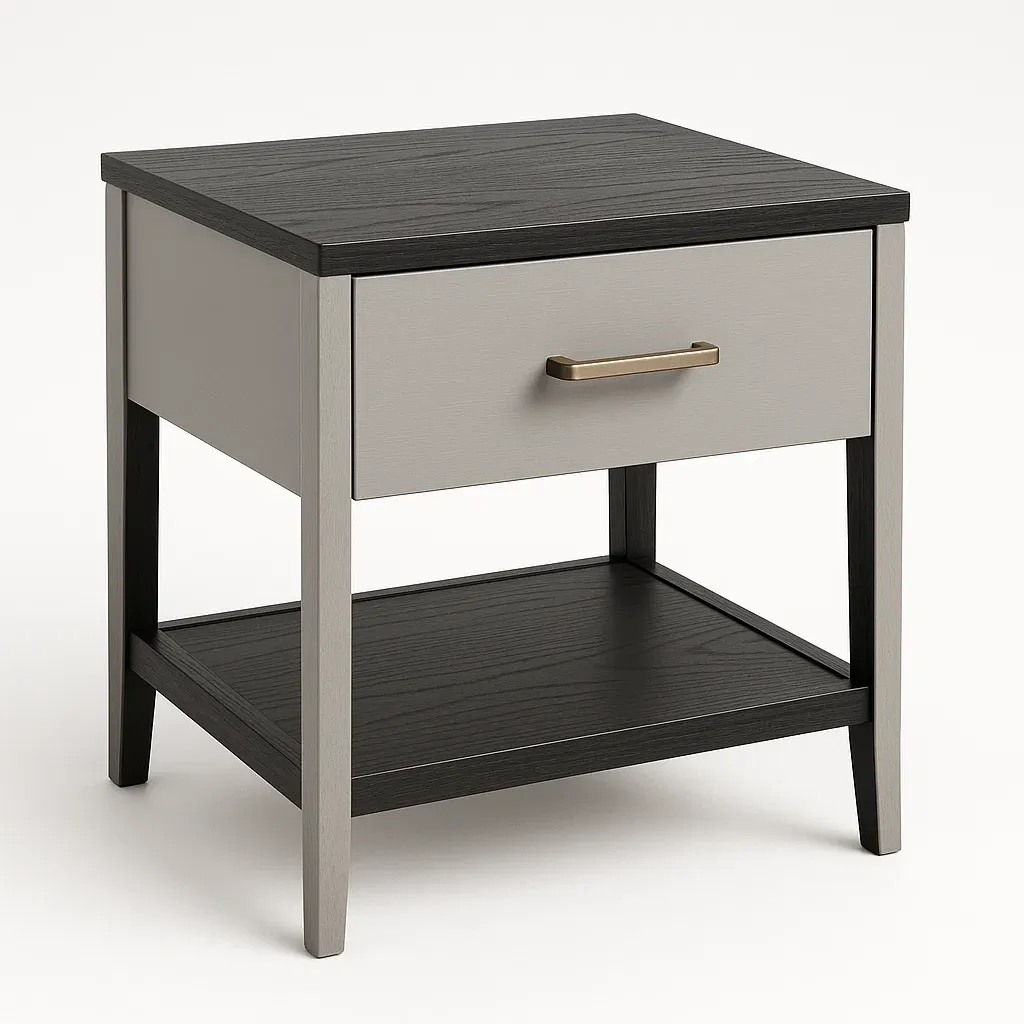 Comodino in legno con cassetto e ripiano-Divanimo