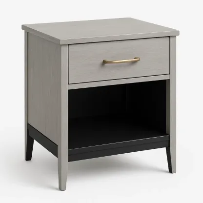 Comodino in legno con cassetto e vano aperto-Divanimo