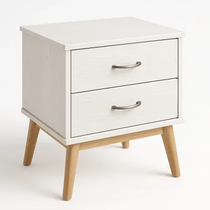 Comodino in legno con due cassetti 12 kg colore Bianco Rovere-Divanimo