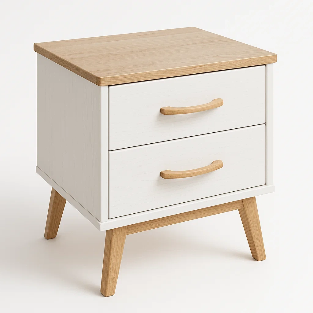 Comodino in legno massello con due cassetti-Divanimo