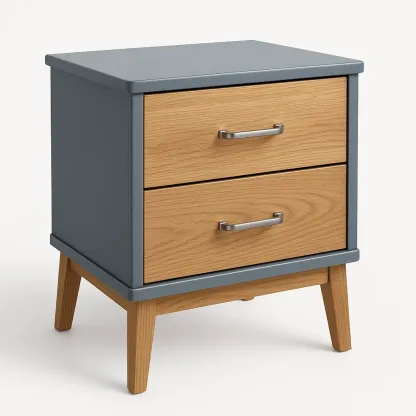 Comodino in legno con due cassetti-Divanimo