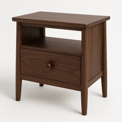 Comodino in legno massello con cassetto e vano aperto-Divanimo