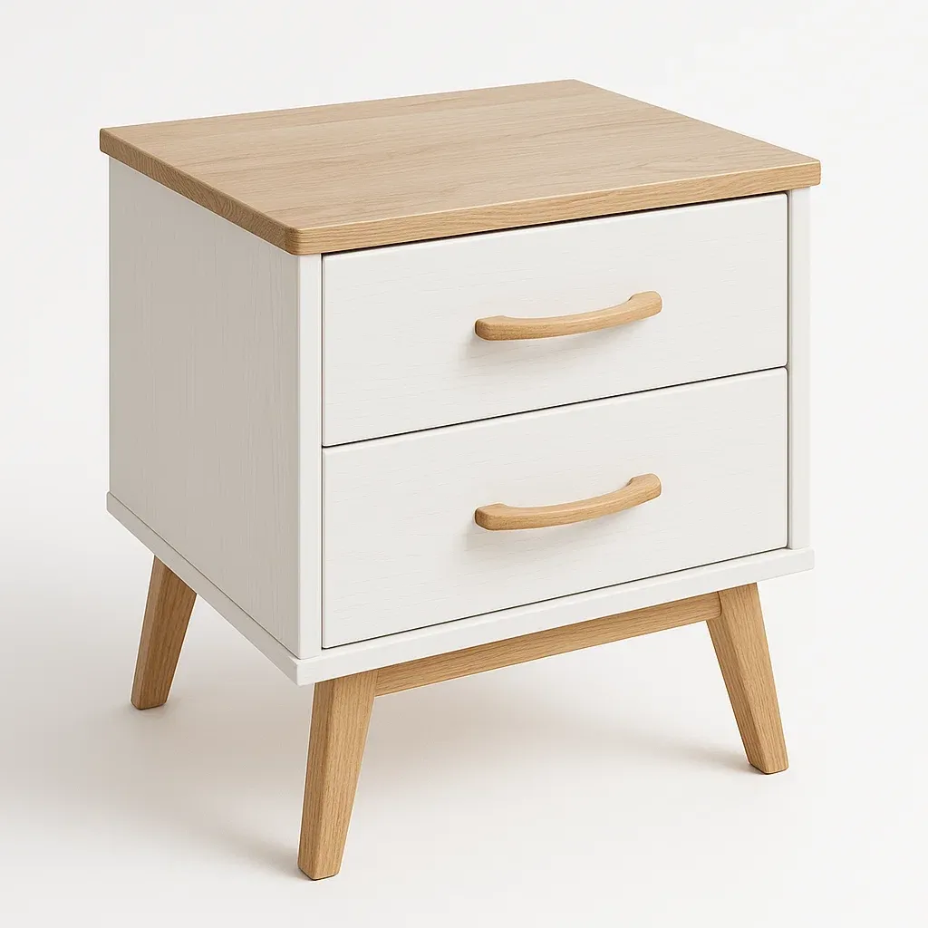 Comodino in legno massello con due cassetti-Divanimo