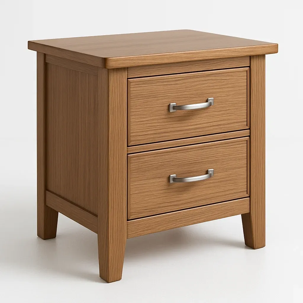 Comodino in legno con due cassetti 12 kg colore Rovere-Divanimo