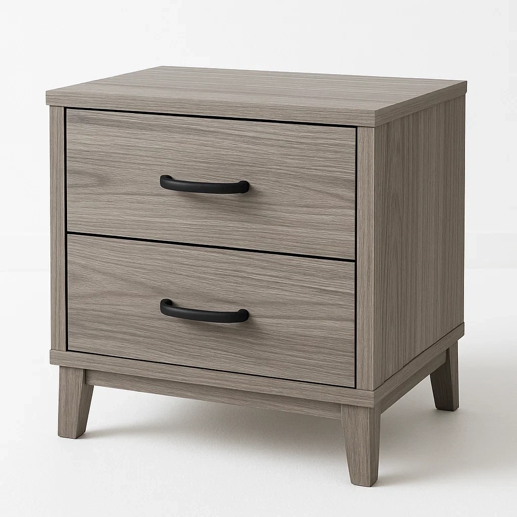 Comodino in legno composito con due cassetti-Divanimo