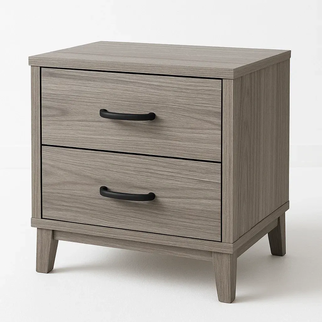 Comodino in legno composito con due cassetti-Divanimo