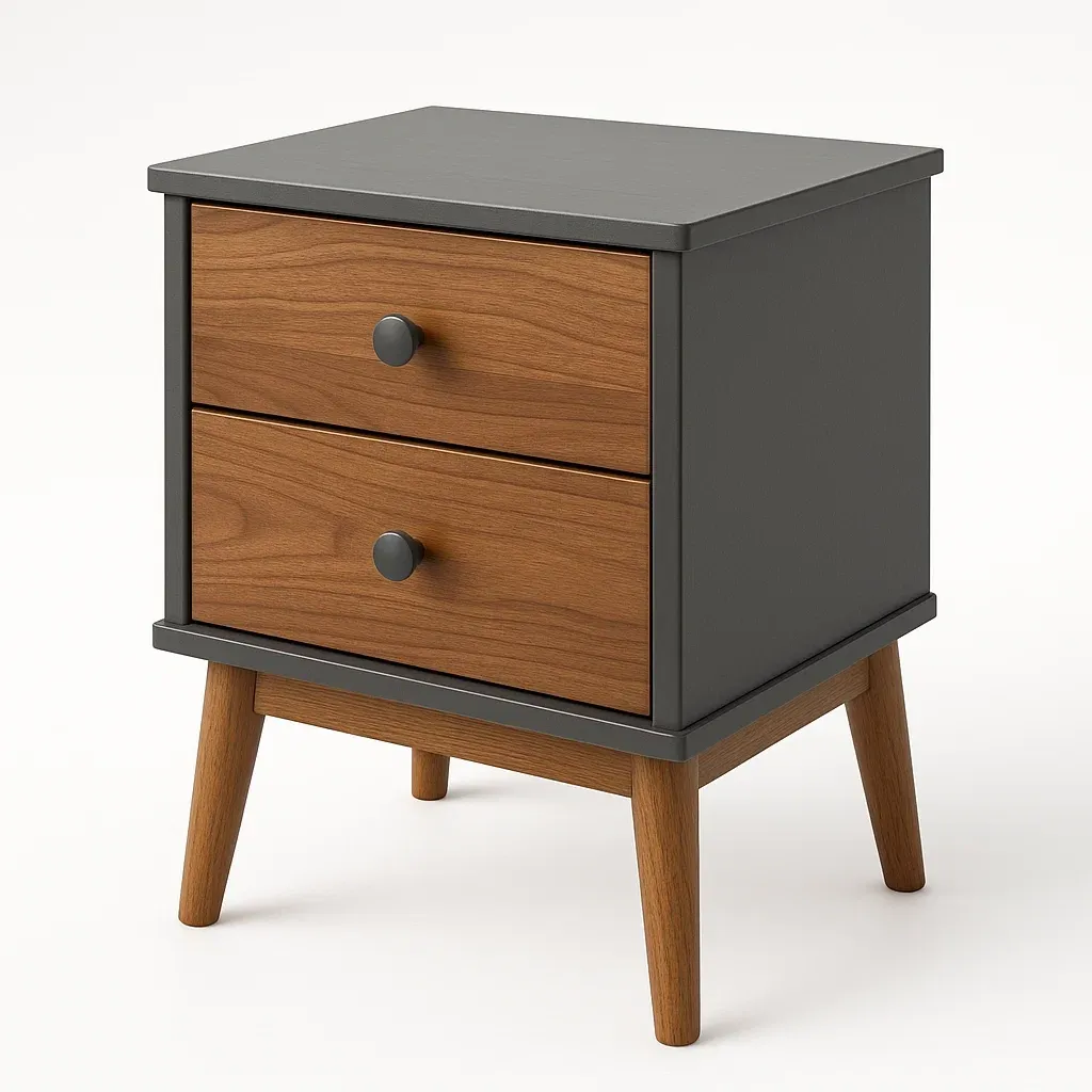 Comodino in legno e MDF con due cassetti 10 kg colore Marrone Grigio-Divanimo