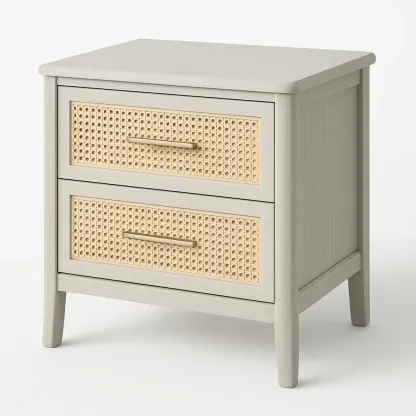 Comodino in rattan con frontali a cassetti-Divanimo