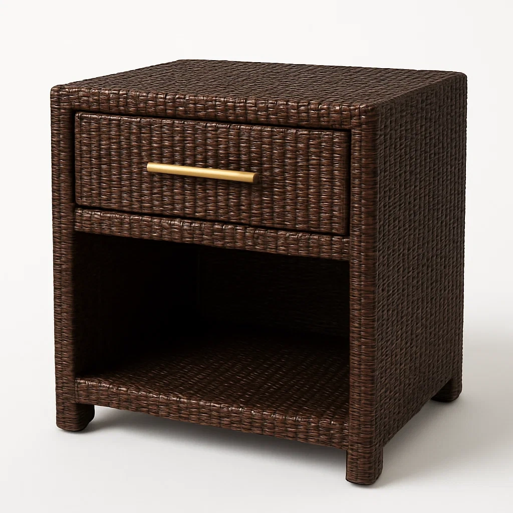 Comodino in rattan con cassetto-Divanimo